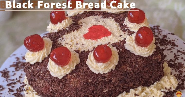 Black Forest Cake with Bread |Instant Bread Cake| How to make Heart shaped Cake with Bread